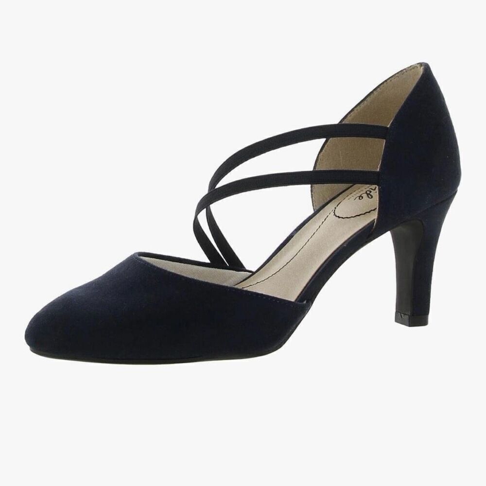 Lifestride Women's Grace Suede Slip On Pump Heel Navy Blue Size 6.5 M New